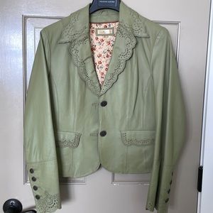 Sage green leather jacket